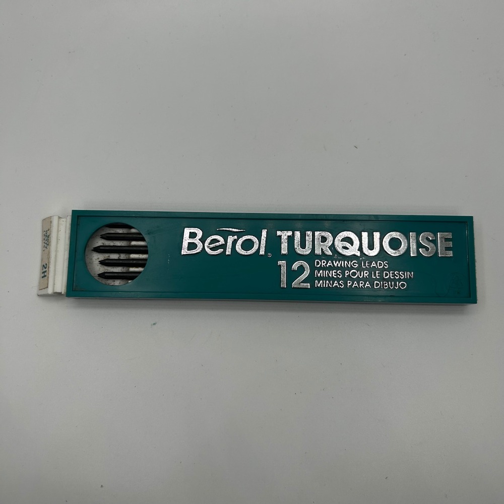 Berol Turquoise 2H Drawing Leads 12 Count 02177 Vintage Drafting Graphite 2mm